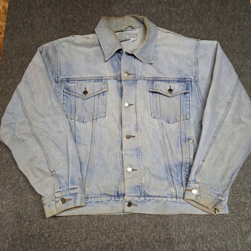 Vintage 90s Wrangler Denim Trucker Jacket Mens Size Large Light Wash Cotton